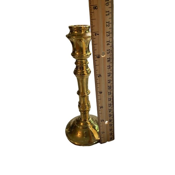 Vintage Solid Brass Candlestick Holder Turned Design 8" Tall Classic Decor - Picture 7 of 8